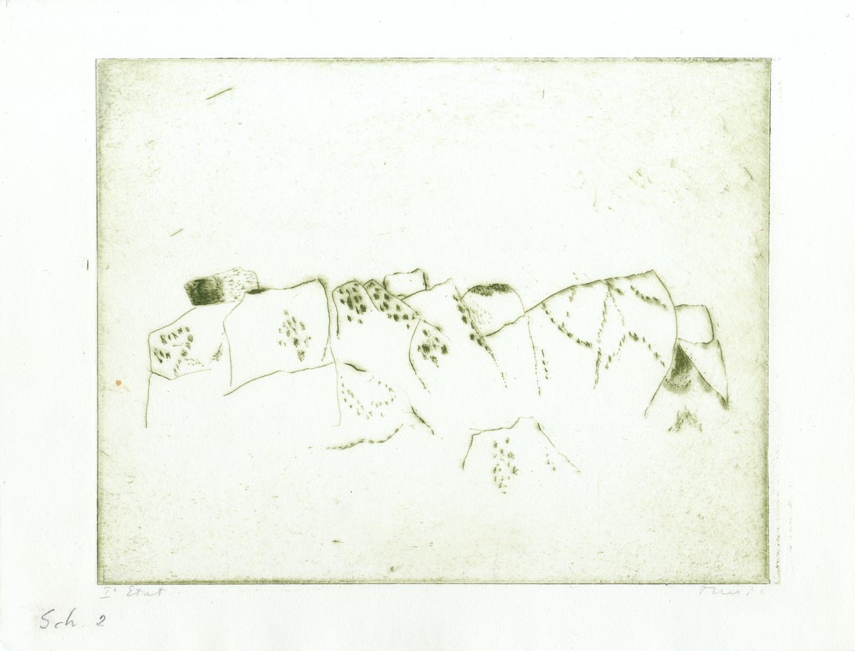 Zoran Music, Pointe-sèche, -Paysage-, 1969