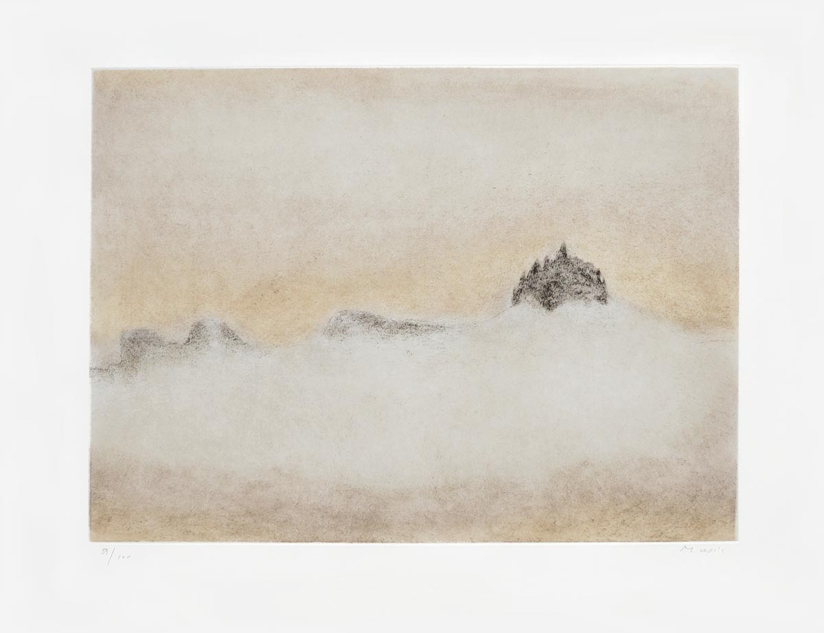 Zoran-Music-Estampe-Pointe-sèche-76.-Pic-du-midi-(Dolomites)-Galerie-Schmucking,-Braunschweig-1976-1975