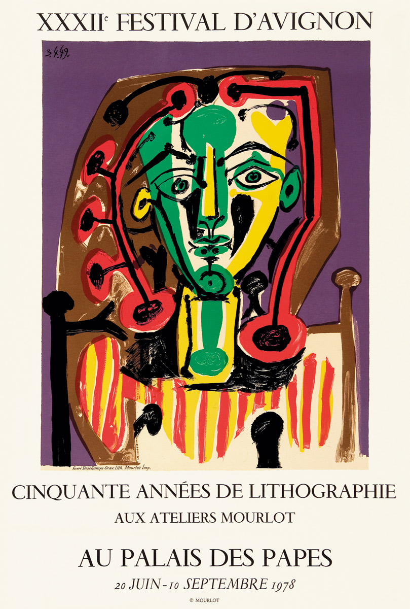 Pablo-Picasso-Affiche-Lithographie-Cinquante-années-de-lithographie-XXXIIe-Festival-d-Avignon-1978