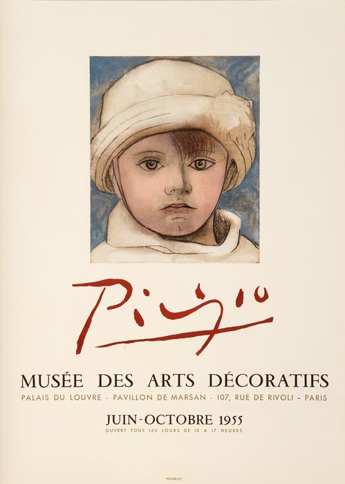 Pablo-Picasso-Affiche-Lithographie-Picasso-Musée-des-Arts-décoratifs,-Palais-du-Louvre,-Paris-1955