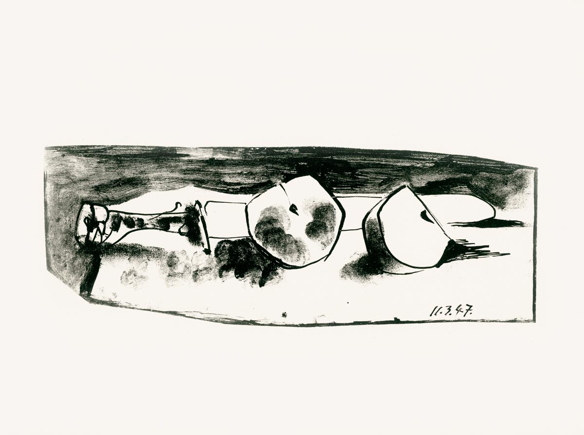 Pablo Picasso, Lithographie, -Le couteau et la pomme-, 1947