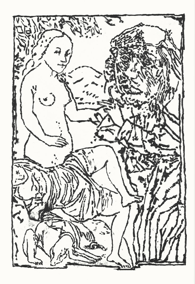 Jean-Pierre Pincemin, Lithographie, -Le peintre et son modèle-, 1999