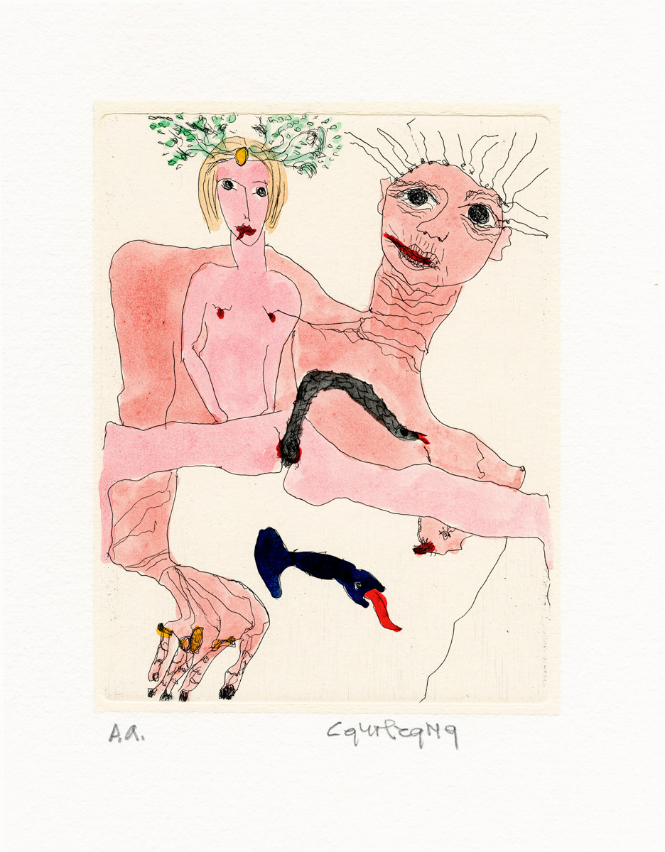 Carol Rama, Estampe réhaussée, -Seduzione III-, 1998