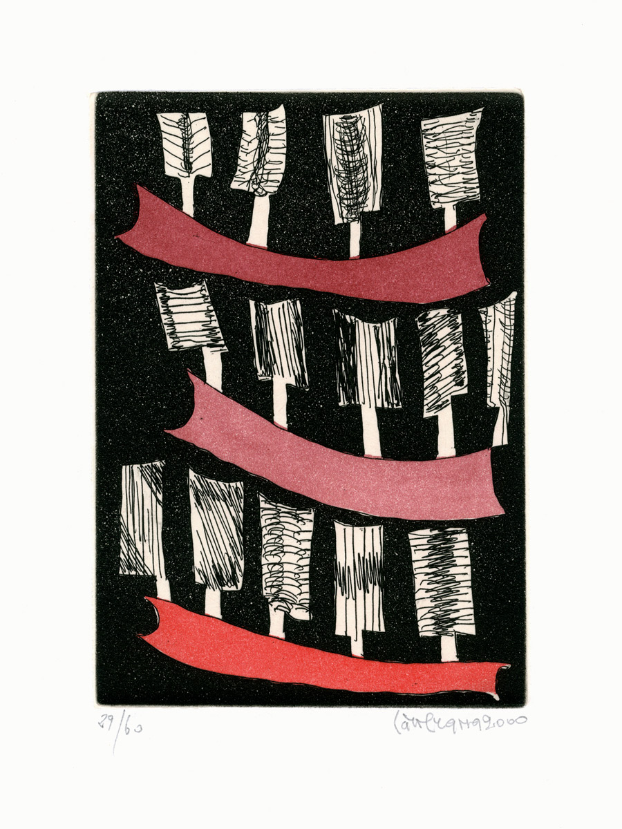 Carol-Rama-Estampe-Eau-forte-La-Mucca-Pazza-Musée-Jenisch,-Vevey-2000