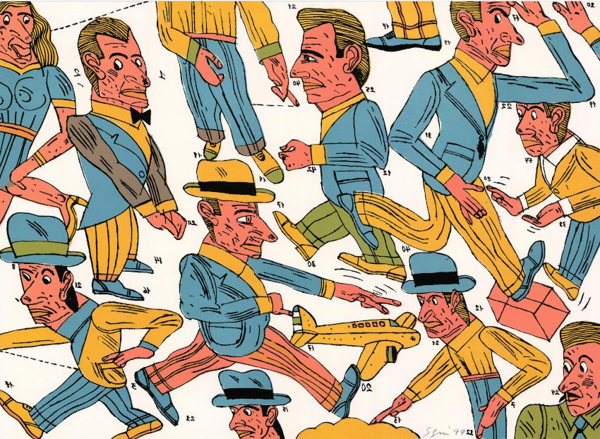Antonio Segui, Lithographie, -Les gens-, 1999