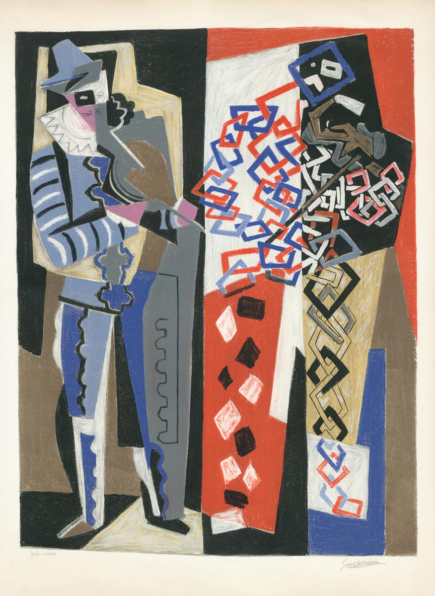 Gino Severini, Lithographie, -Arlecchino e Pedrolino-, 1964