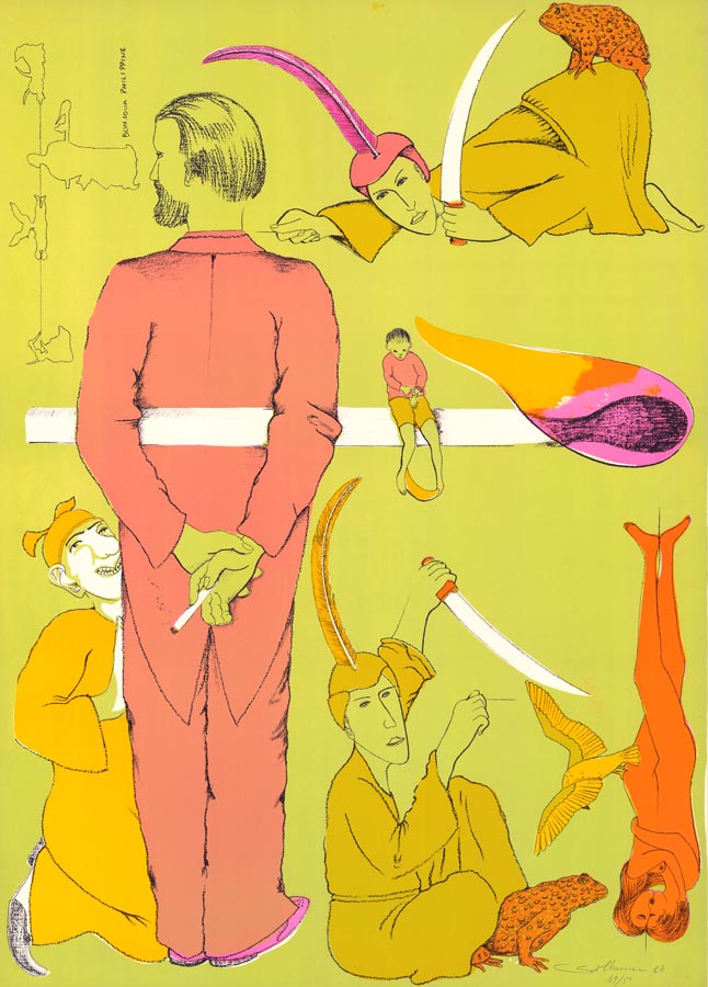 Jean-Claude Silbermann, Lithographie, -Bonjour Philippine-, 1984
