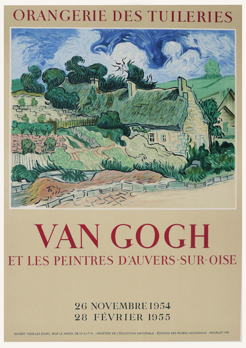 Vincent-Van-Gogh-Affiche-Lithographie-Van-Gogh-et-les-peintres-d-Anvers-sur-Oise-Orangerie-des-Tuileries,-Paris-1954