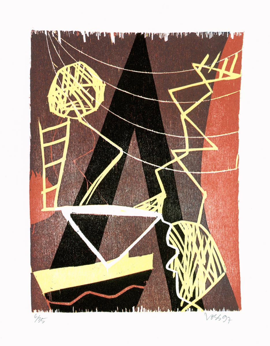 Jan Voss, Xylographie, -Sur la piste-, 1997